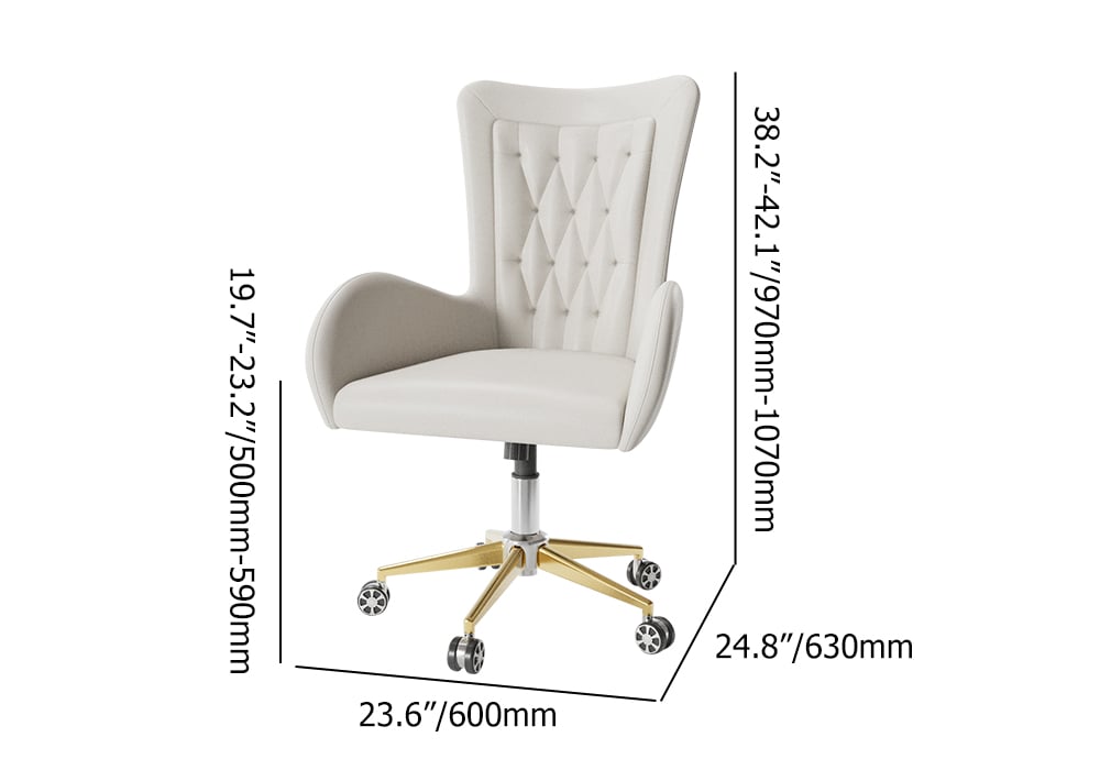HMR - Oakic Modern Leather Office Chair White Ergonomic Swivel Desk Chair Height Adjustable