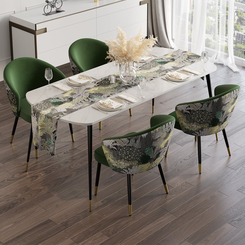 HMR Modern Dining Chairs with Velvet Upholstery - Green, 4-Pieces