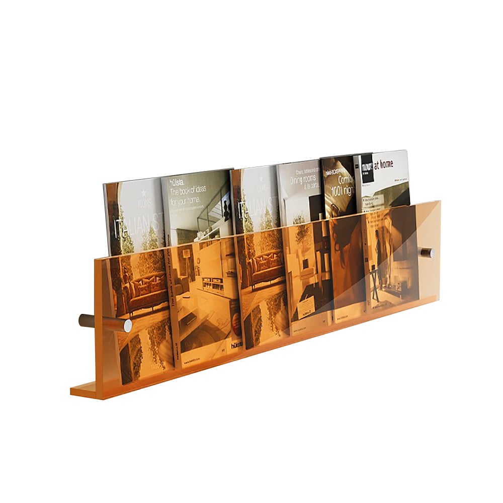 HMR - 31.5" Modern Acrylic Wall Mounted Floating Shelf Book Storage Display Rack in Orange