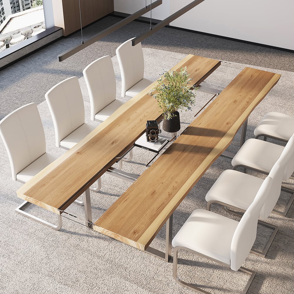 HMR - River 94.5" Live-Edge Conference Table Rectangle Table Cable Management Natural & Clear