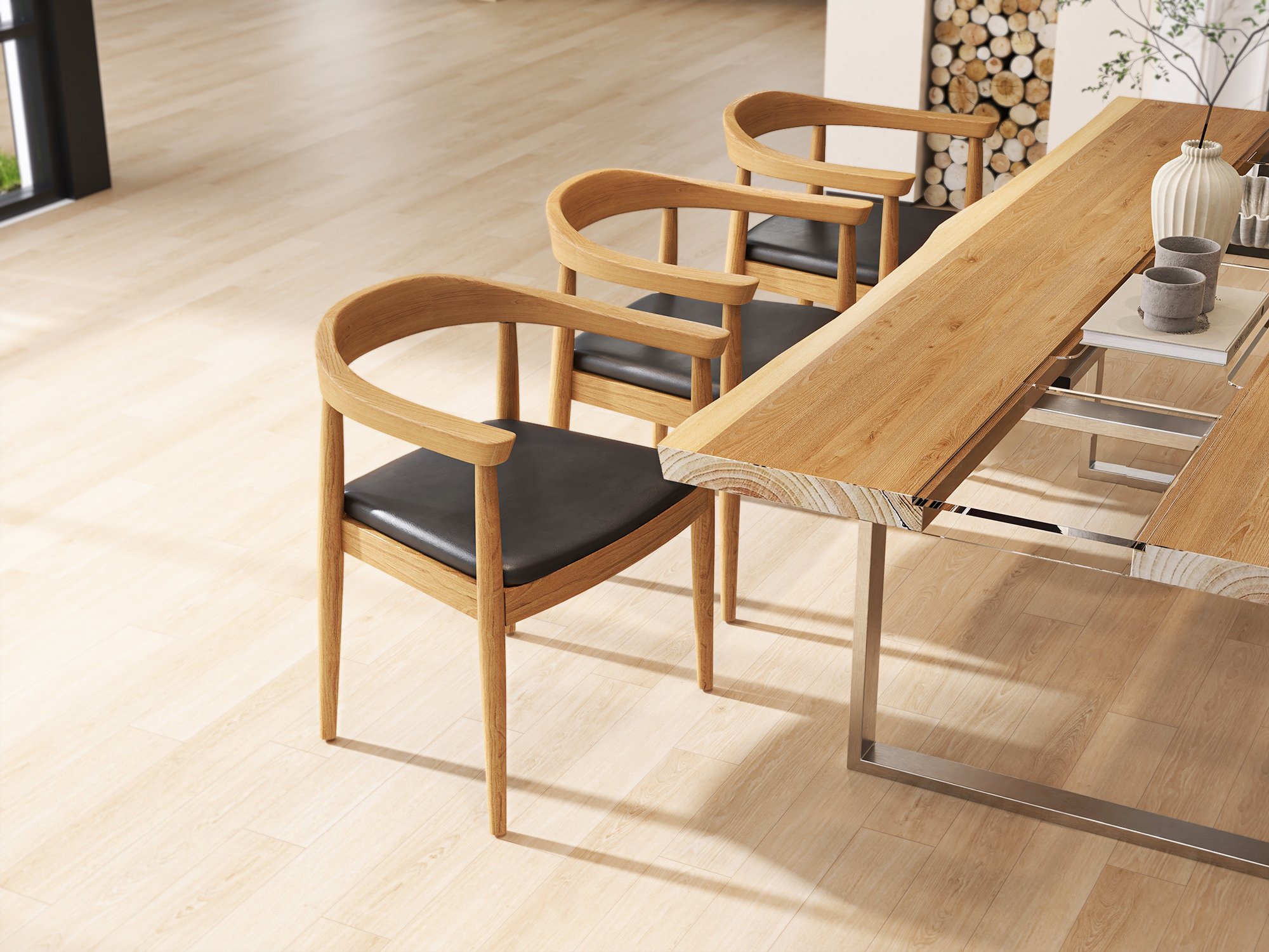 HMR - River 94.5" Live-Edge Conference Table Rectangle Table Cable Management Natural & Clear