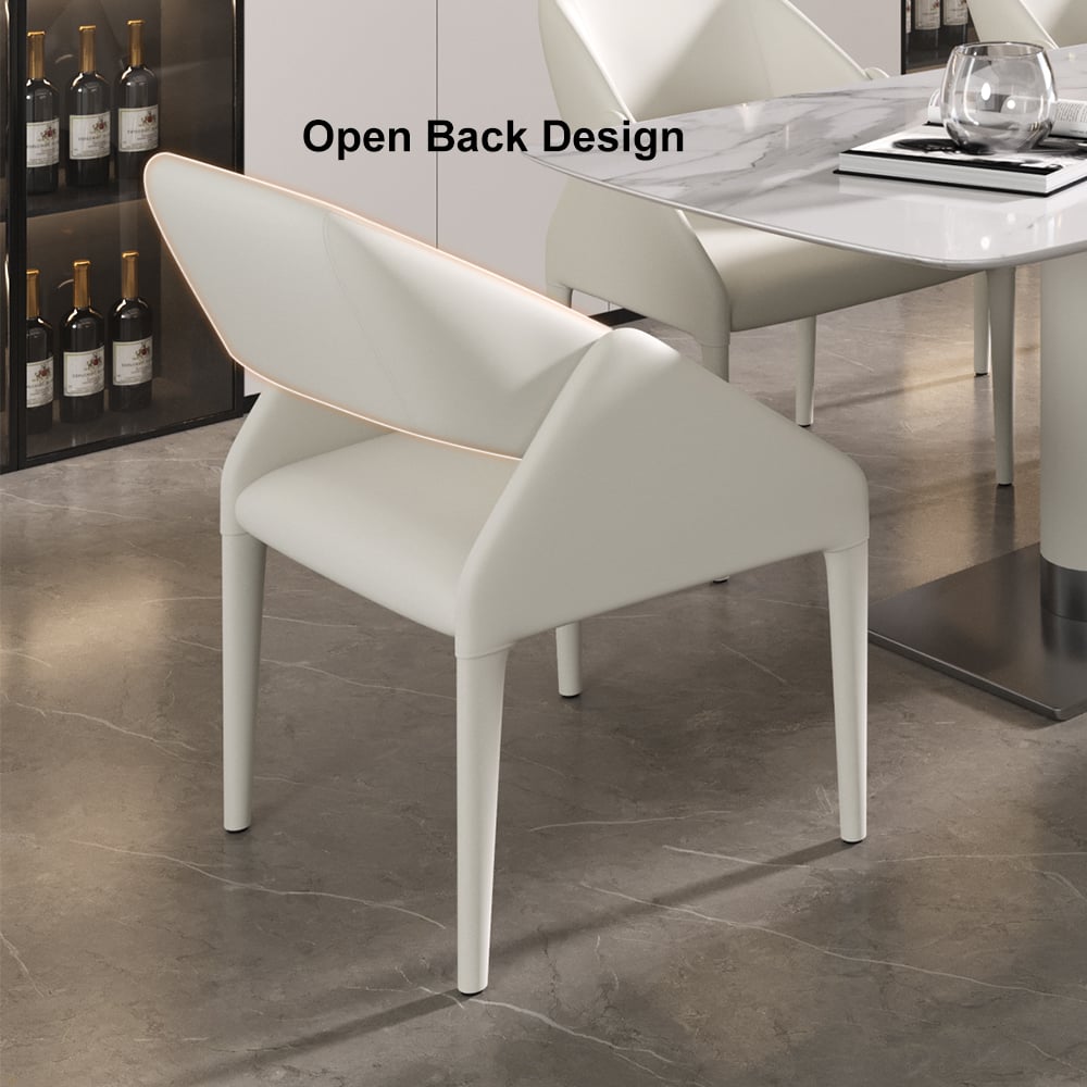 HMR - Modern Faux Leather Dining Chairs (Set of 2) - White