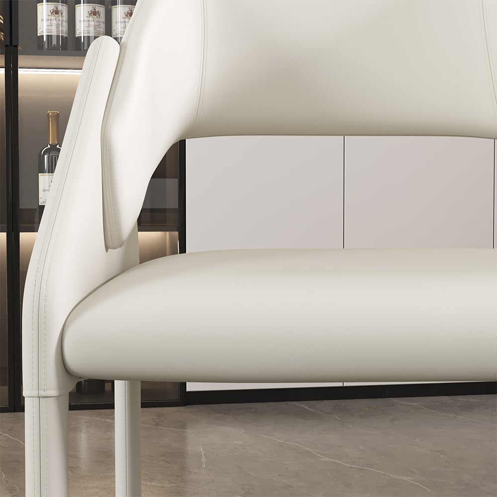 HMR - Modern Faux Leather Dining Chairs (Set of 2) - White