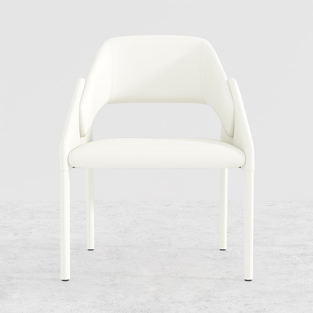 HMR - Modern Faux Leather Dining Chairs (Set of 2) - White