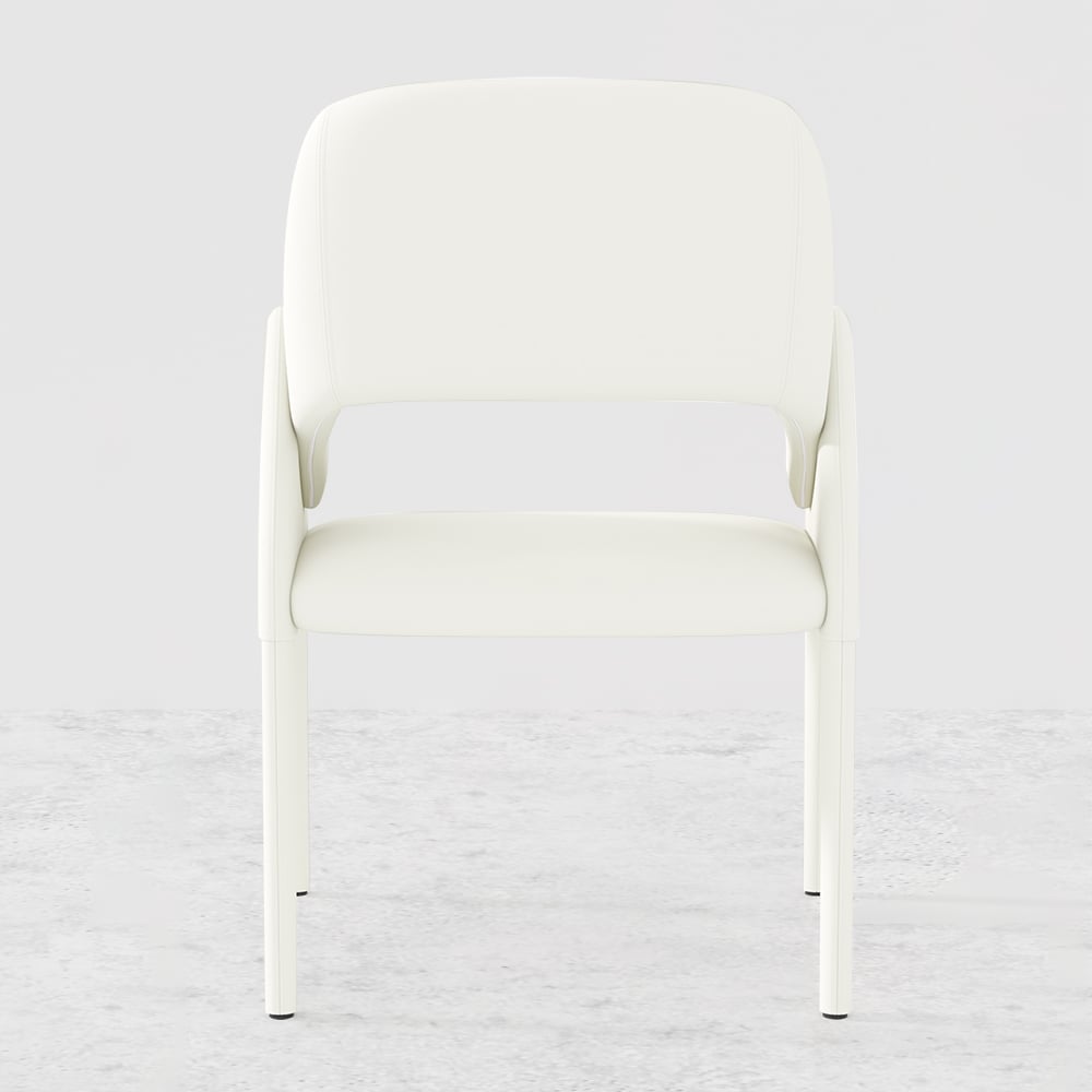 HMR - Modern Faux Leather Dining Chairs (Set of 2) - White
