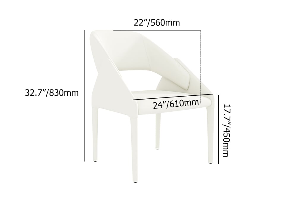 HMR - Modern Faux Leather Dining Chairs (Set of 2) - White