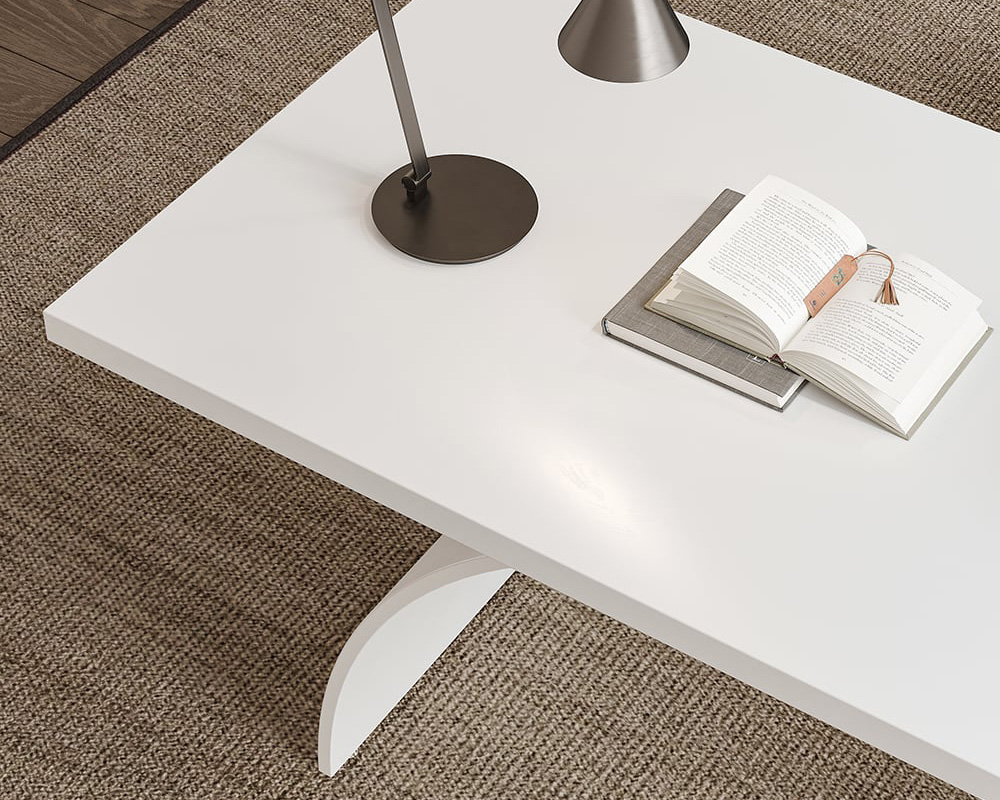 HMR Modern Rectangular Writing Desk & Office Desk Chair Set High Back - White, 70.9"L x 31.5"W x 29.5"H