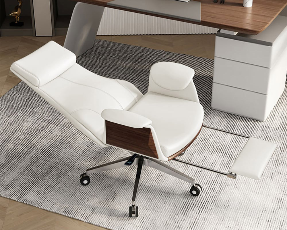 HMR Modern Rectangular Writing Desk & Office Desk Chair Set High Back - White, 70.9"L x 31.5"W x 29.5"H