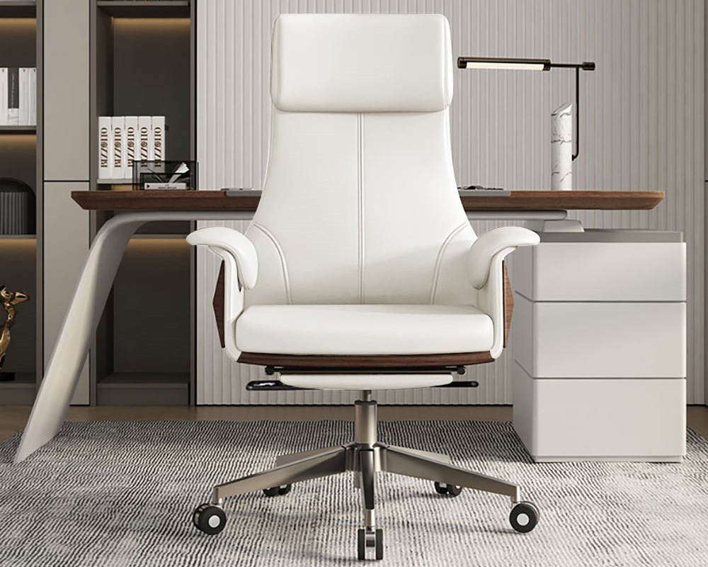 HMR Modern Rectangular Writing Desk & Office Desk Chair Set High Back - White, 70.9"L x 31.5"W x 29.5"H