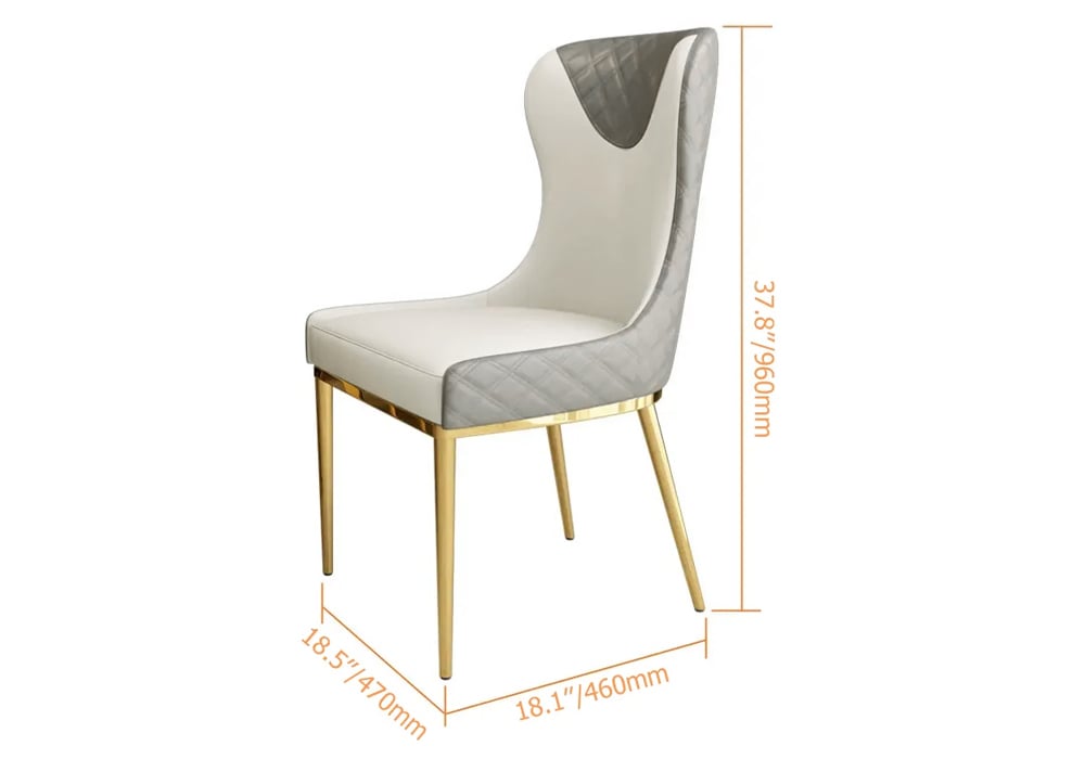 HMR Modern Dining Chairs with White PU Leather Upholstery - Gray, Set of 4
