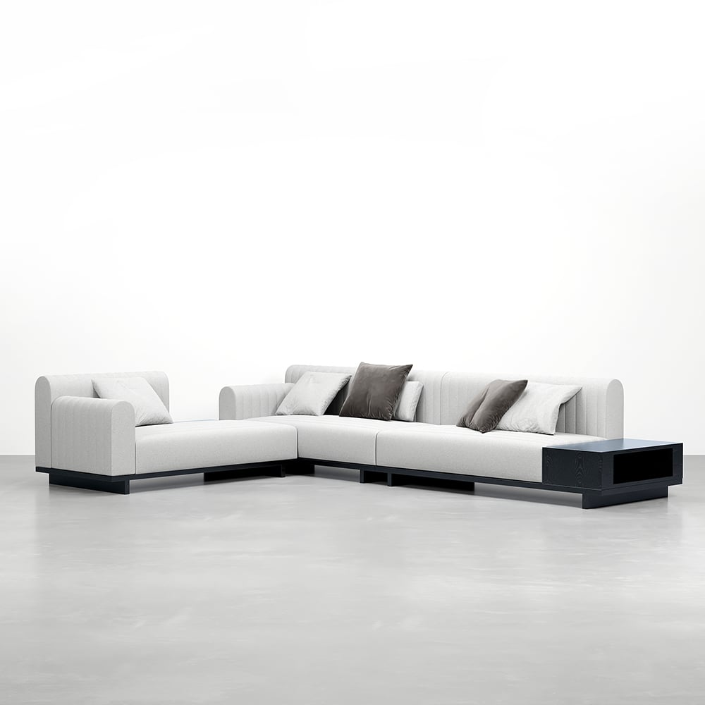HMR 157" Modern Corner L-Shaped Sectional Sofa with Side Open Storage - Light Gray, Linen
