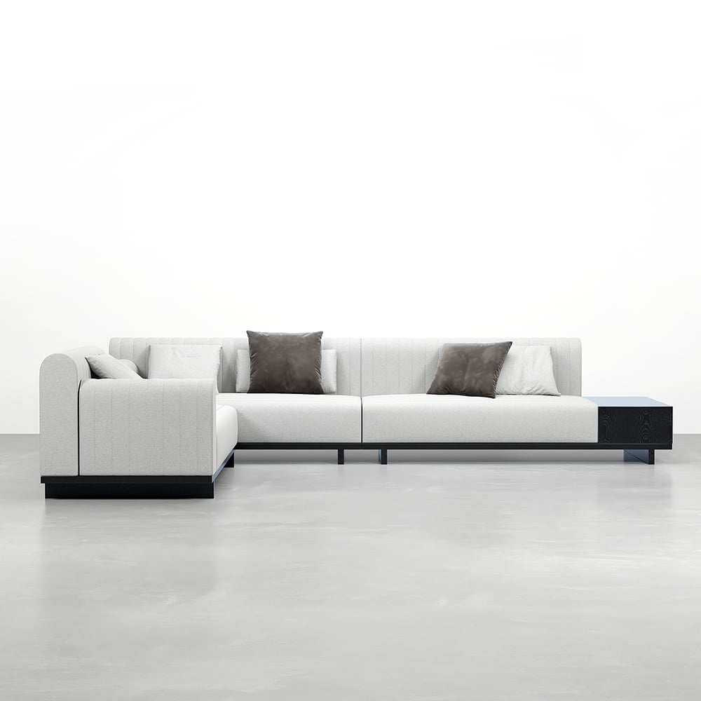 HMR 157" Modern Corner L-Shaped Sectional Sofa with Side Open Storage - Light Gray, Linen