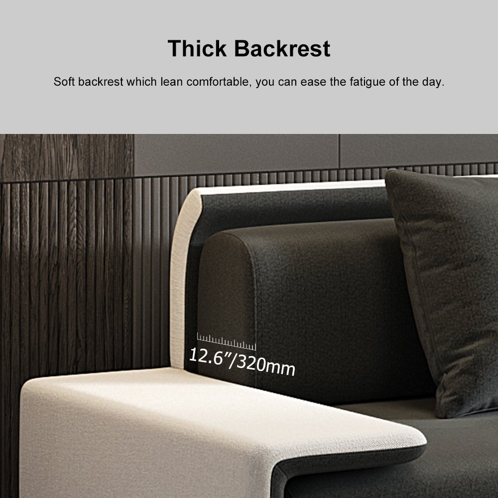 HMR - 81" Doart Modern Dark Gray Upholstered Armless 3-Seater Sofa Cotton Linen with Pillows