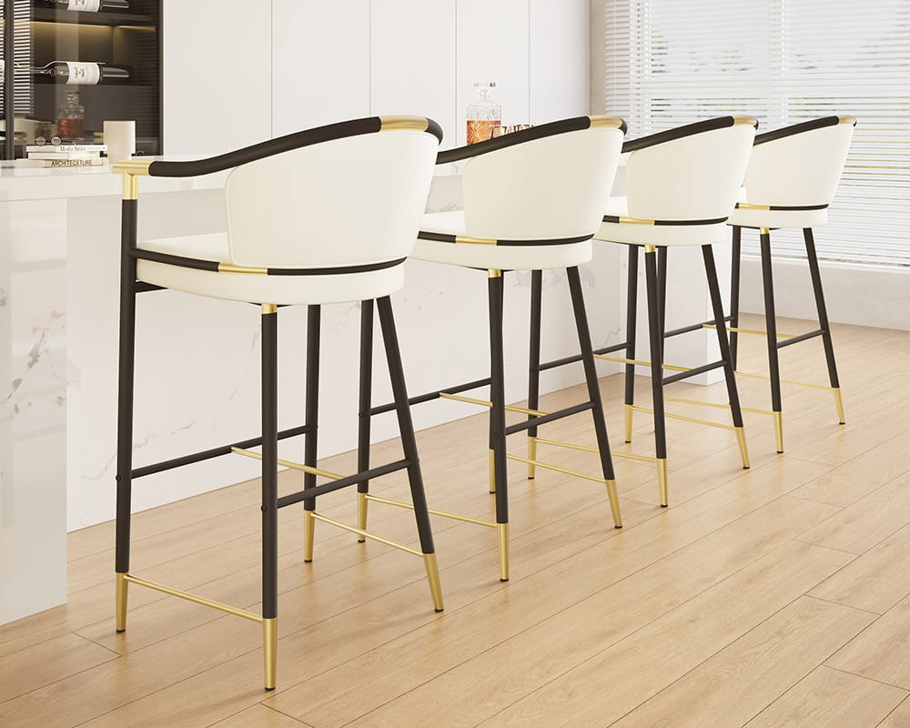 HMR Craines Series Modern Velvet Upholstered Bar Stools - Beige