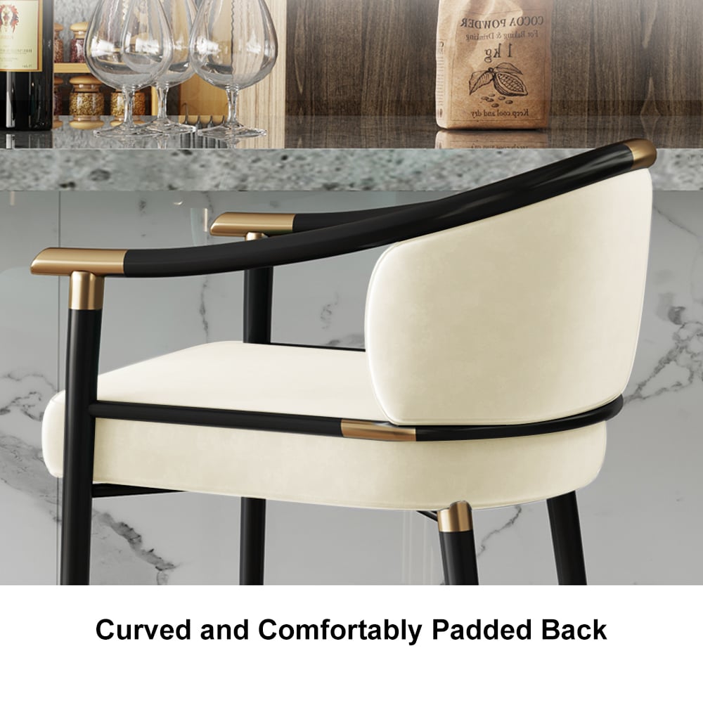 HMR Craines Series Modern Velvet Upholstered Bar Stools - Beige