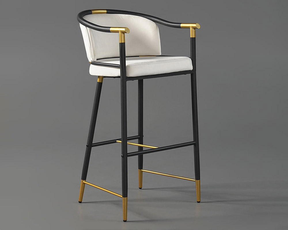 HMR Craines Series Modern Velvet Upholstered Bar Stools - Beige