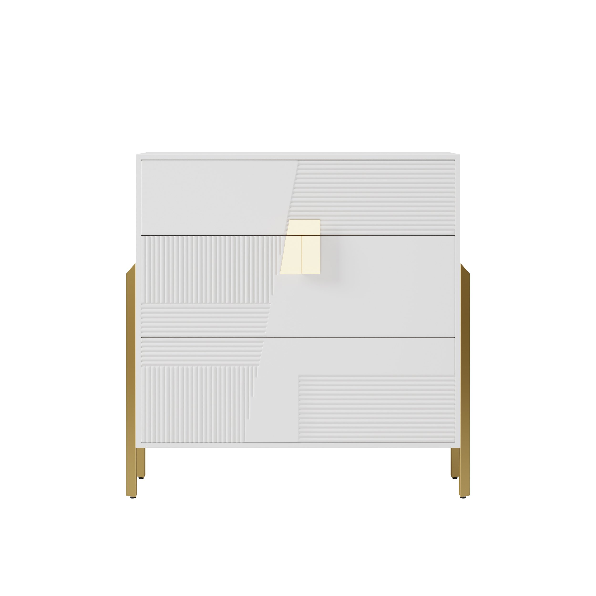 HMR - Modern Entryway White Shoe Storage Narrow Shoe Cabinet with 2 Flip Doors & 1 Drawer