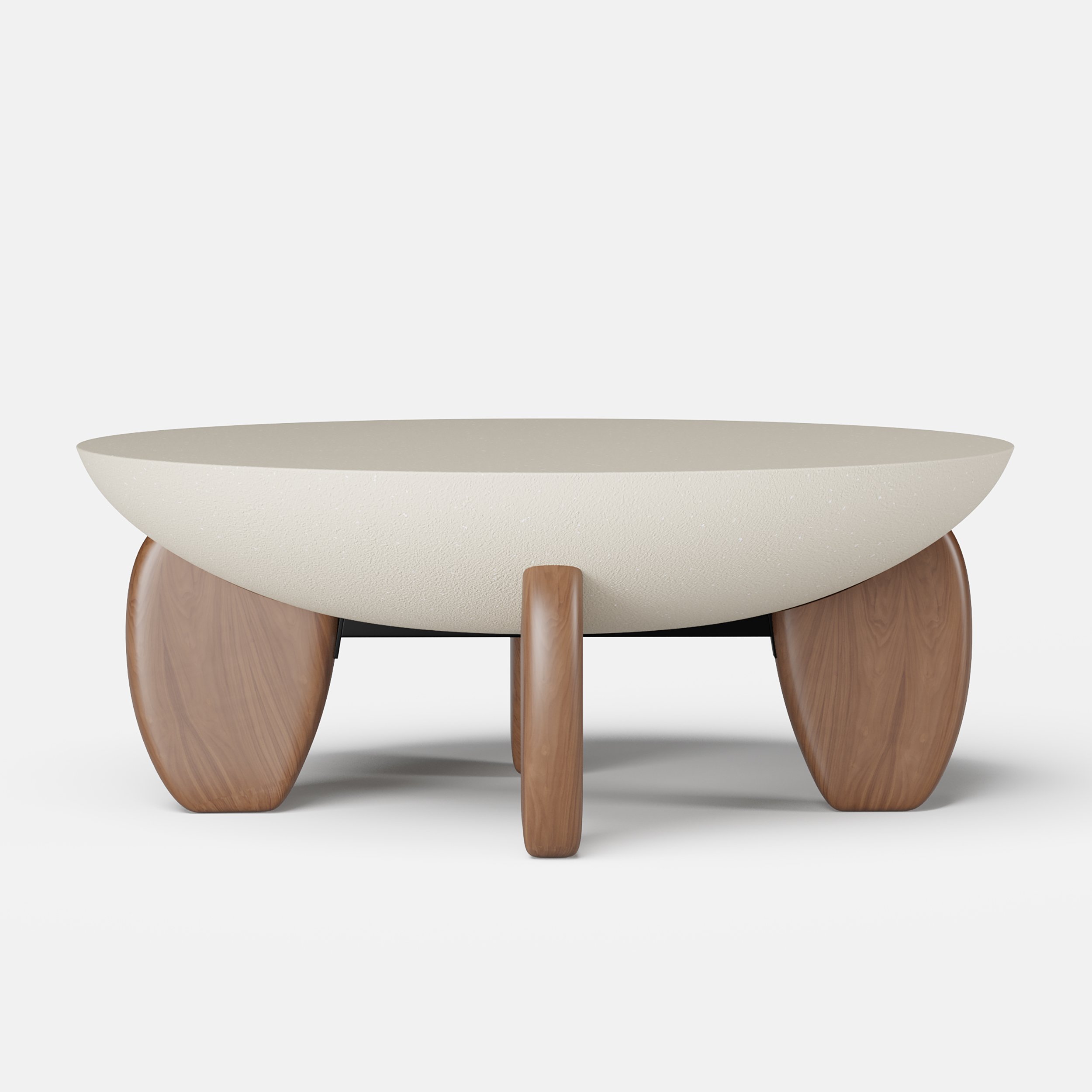 HMR - Curva Round Concrete Coffee Table with Wood Legs