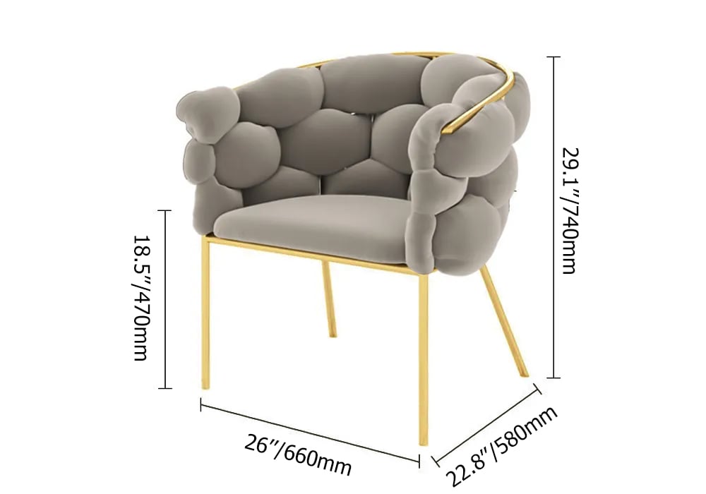 HMR - Nordic Tufted Accent Chair Velvet Upholstery in Gray