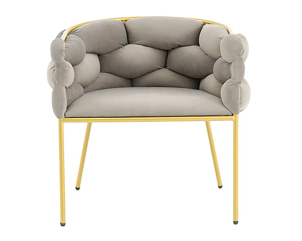 HMR - Nordic Tufted Accent Chair Velvet Upholstery in Gray