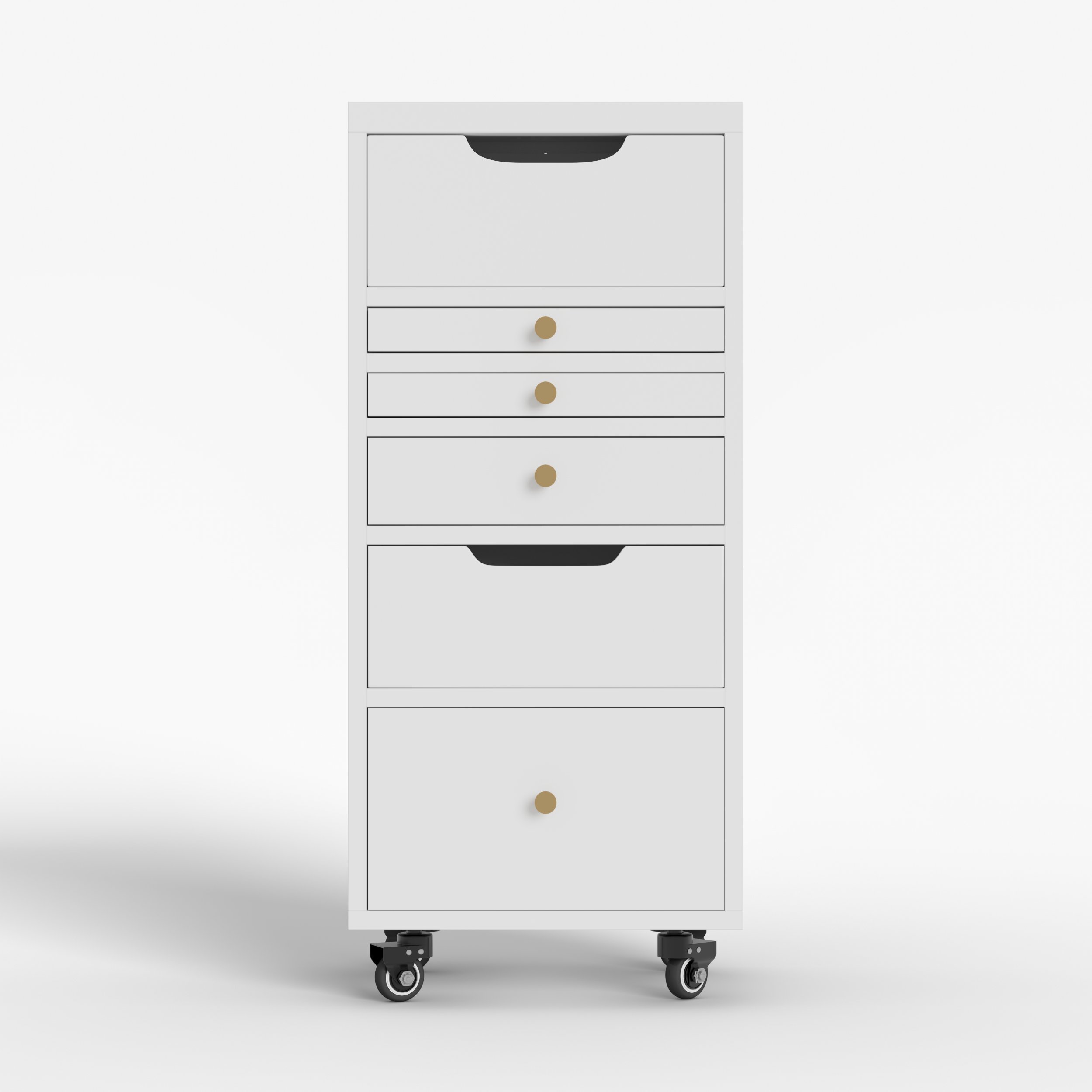 HMR - 5-Drawer Beauty Cart Dresser with LED Mirror & Jewelry Storage