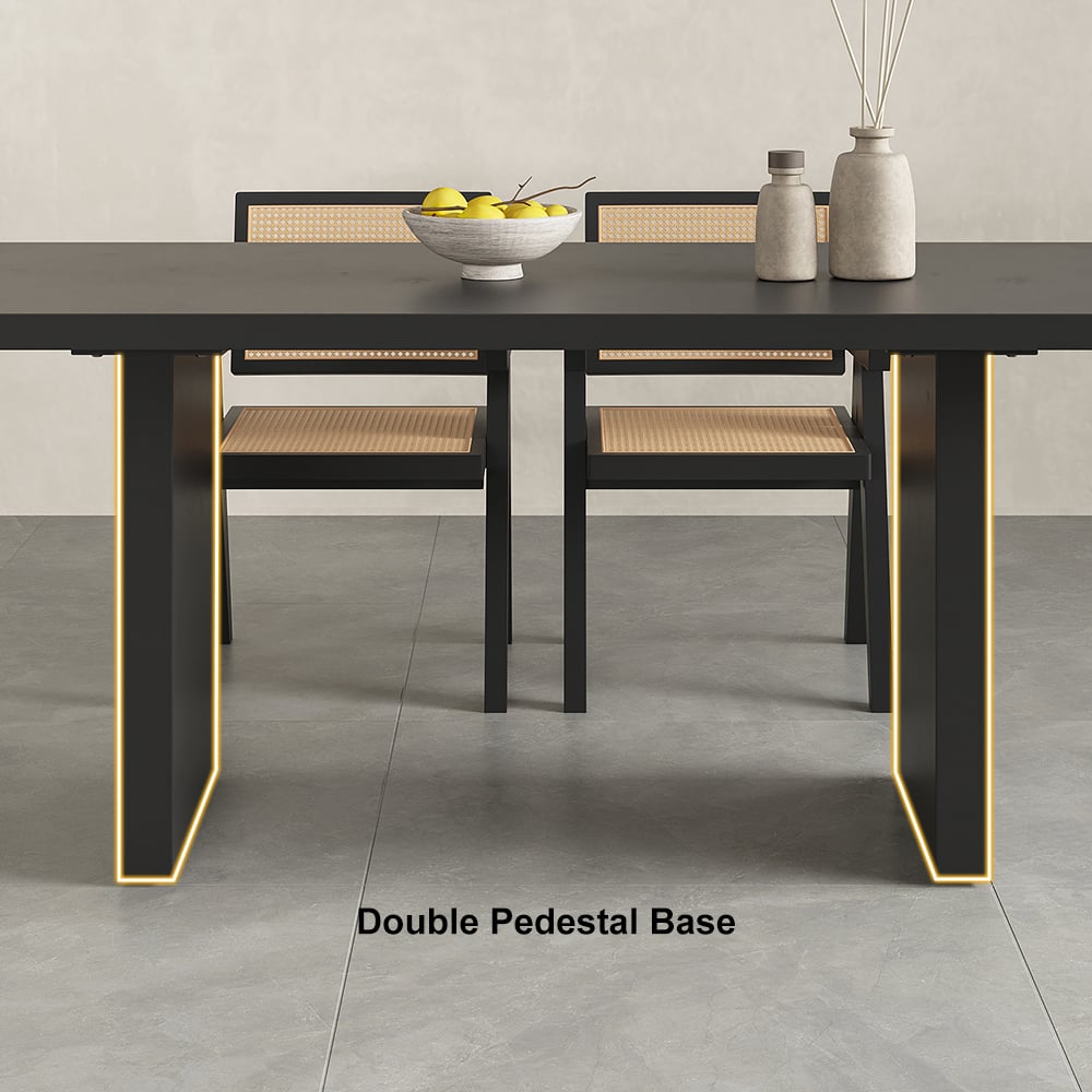 HMR Upoak Series Farmhouse Rectangle Wood Dining Table - Black, 63"L x 27.6"W x 29.5"H