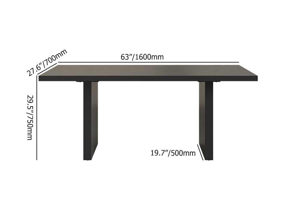 HMR Upoak Series Farmhouse Rectangle Wood Dining Table - Black, 63"L x 27.6"W x 29.5"H