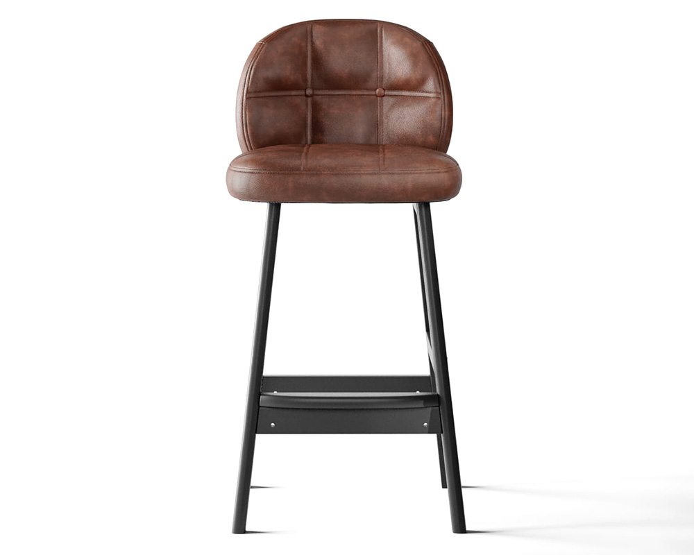 HMR Rustic 25" Bar Stools with PU Leather Upholstery (Set of 2) - Brown