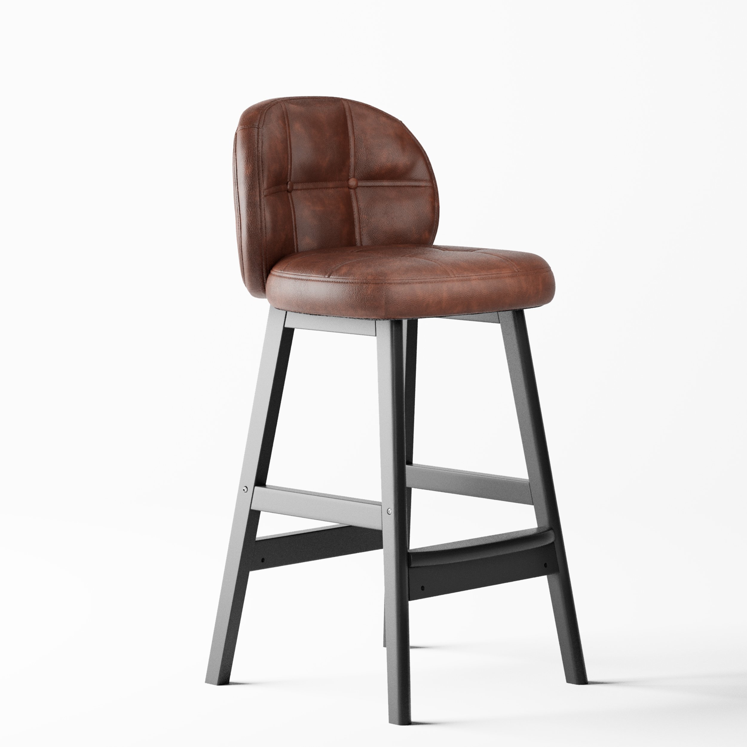 HMR Rustic 25" Bar Stools with PU Leather Upholstery (Set of 2) - Brown