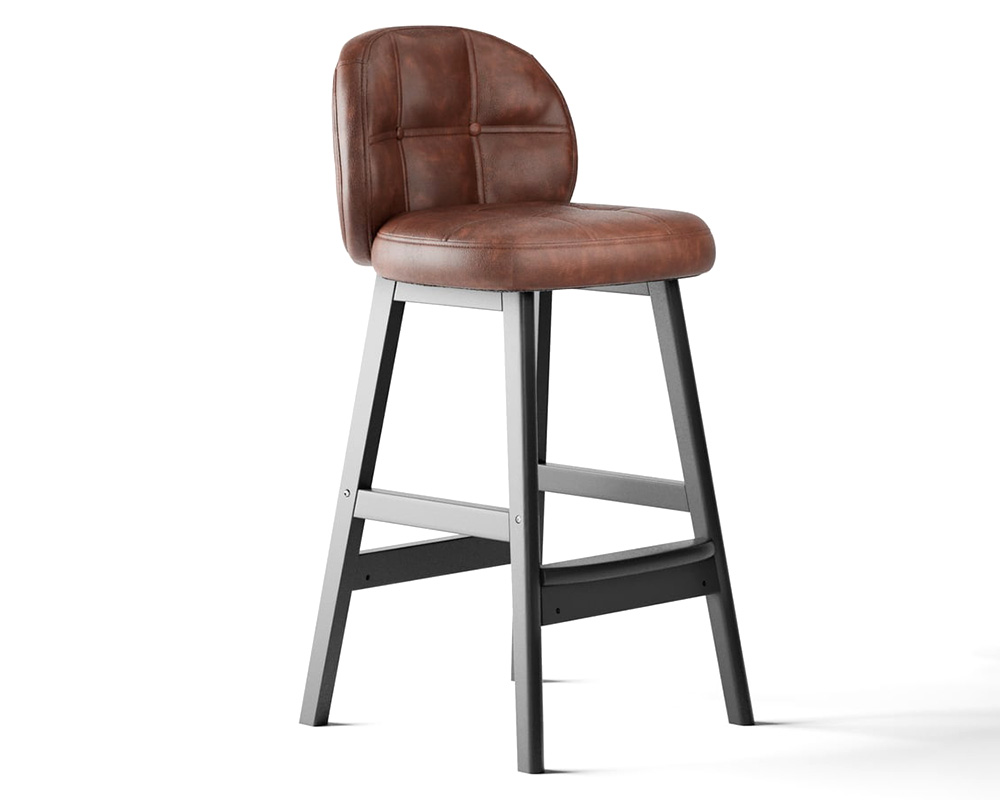 HMR Rustic 25" Bar Stools with PU Leather Upholstery (Set of 2) - Brown