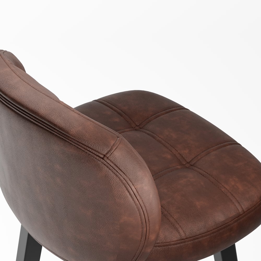 HMR Rustic 25" Bar Stools with PU Leather Upholstery (Set of 2) - Brown