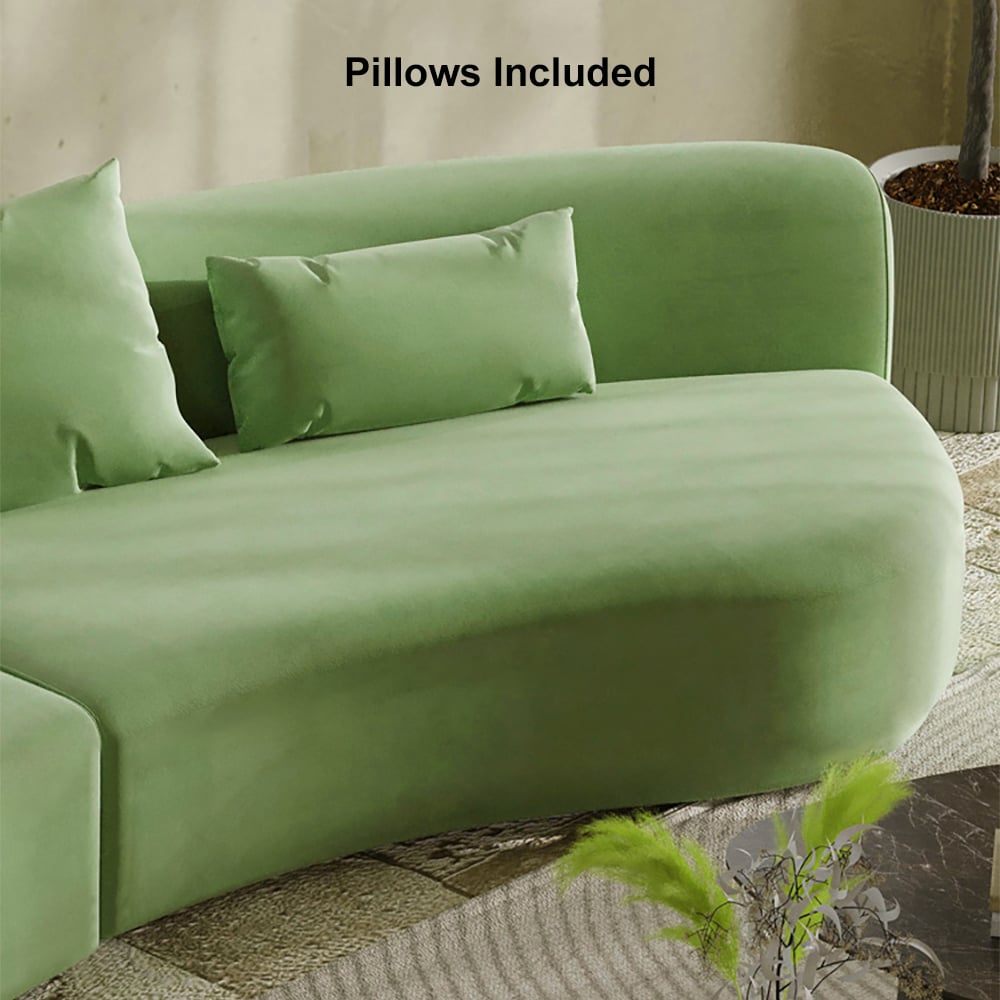 HMR 109" 2-Piece Curved Sectional Sofa with Pillows - Green, Velvet