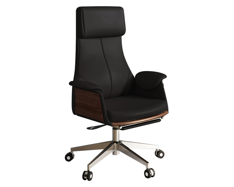 HMR Modern Rectangular Writing Desk & Office Desk Chair Set High Back - Walnut, 63"L x 27.6"W x 29.5"H
