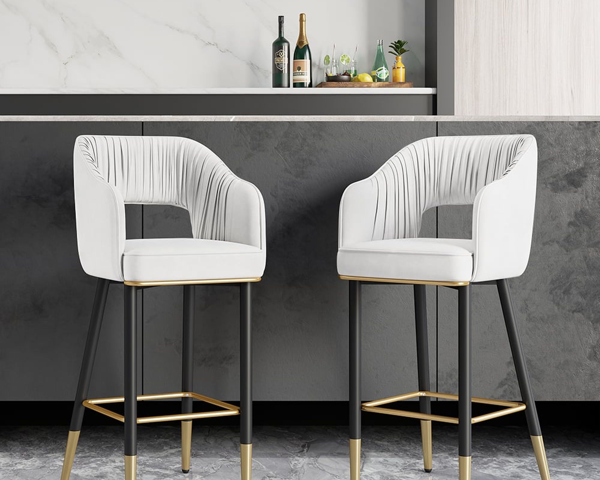 HMR - Modern 43" Bar Stools with Velvet Upholstery