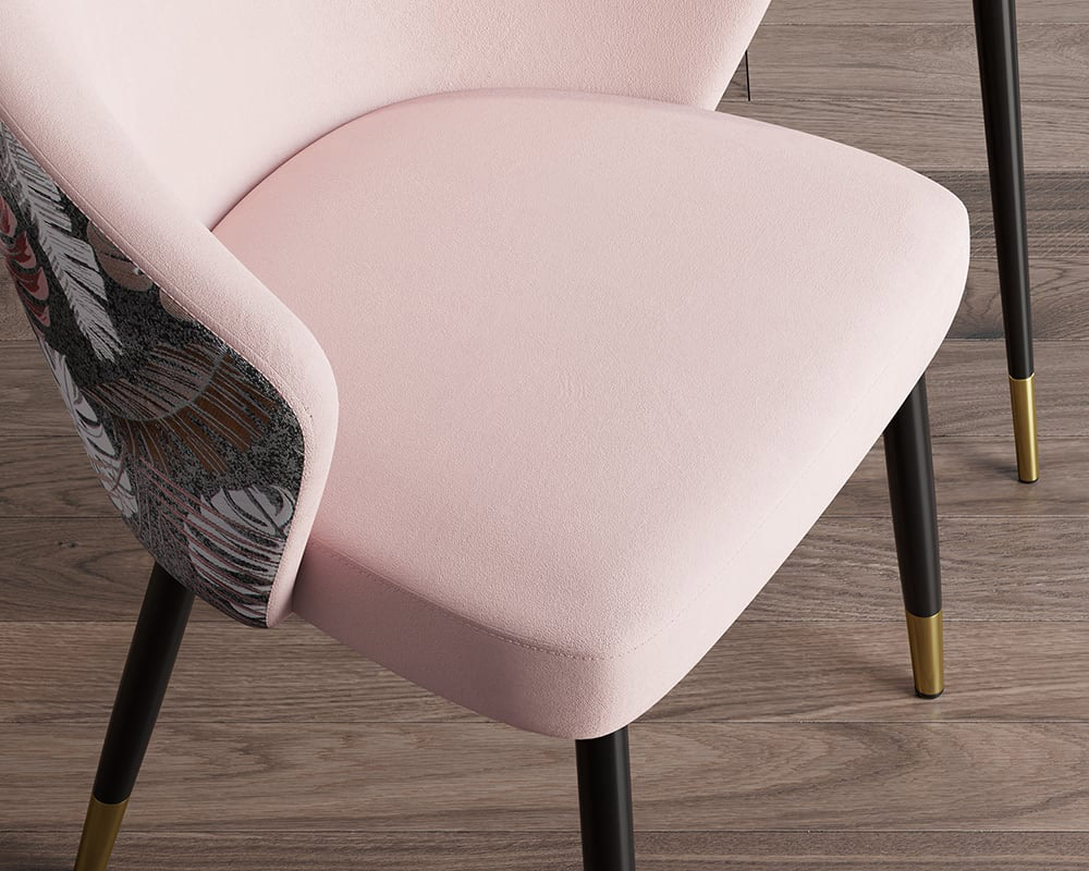 HMR Modern Dining Chairs with Velvet Upholstery - Pink, 6-Pieces