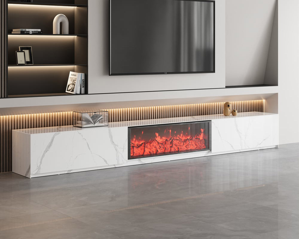 HMR - Electric Fireplace TV Stand with 2 Drawers