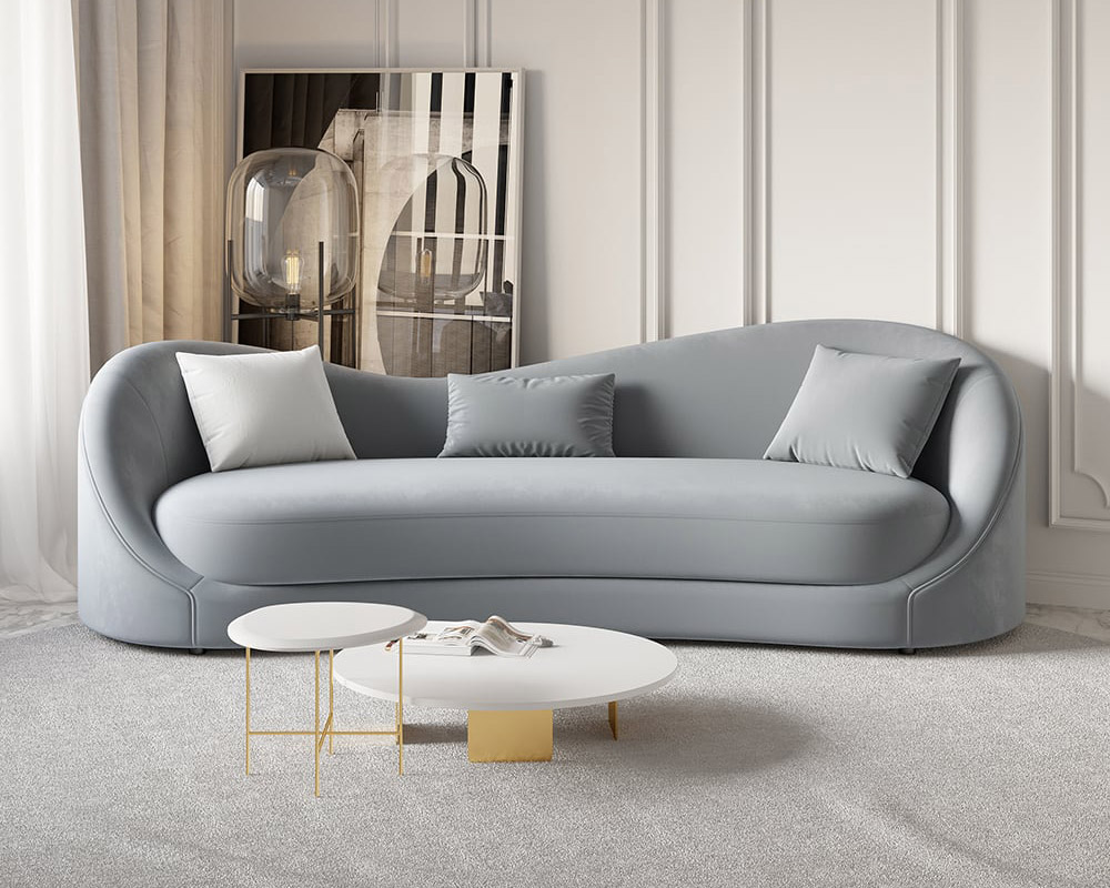 HMR - 84" Luxury Velvet Upholstered 3-Seater Sofa with Solid Wood Frame