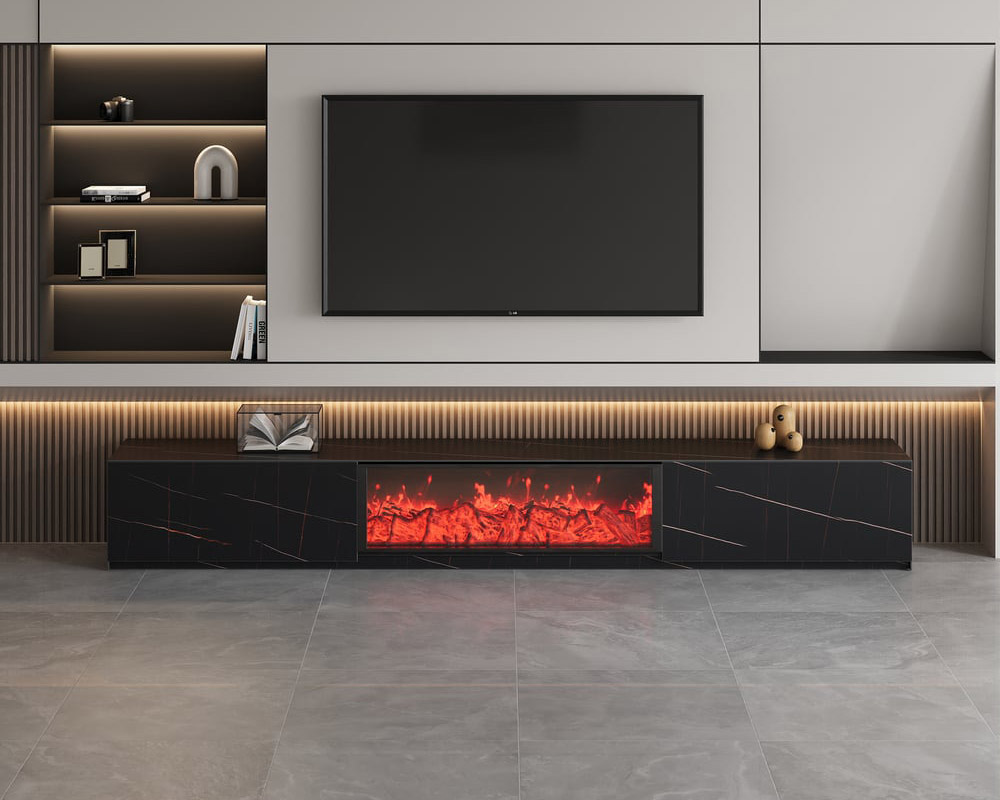 HMR - Electric Fireplace TV Stand with 2 Drawers