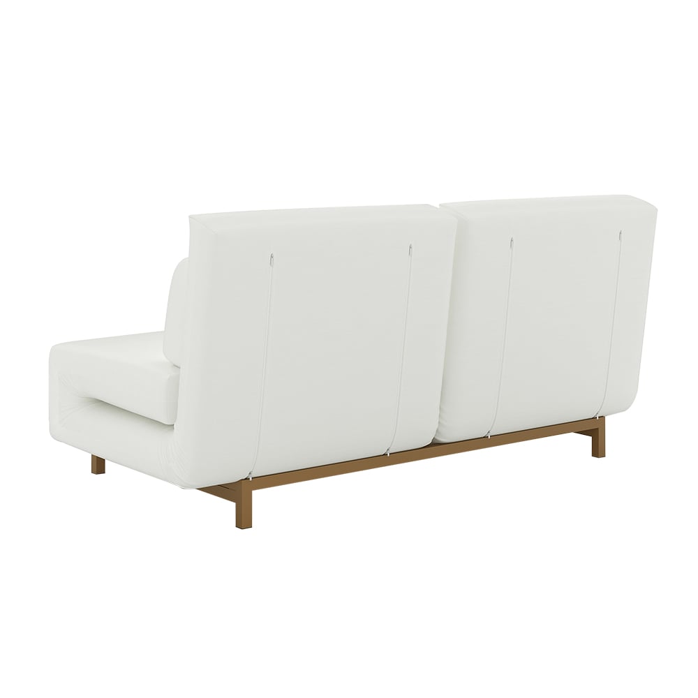 HMR 64" Queen 2-Seater Linen Convertible Futon Bed with Pillows - White