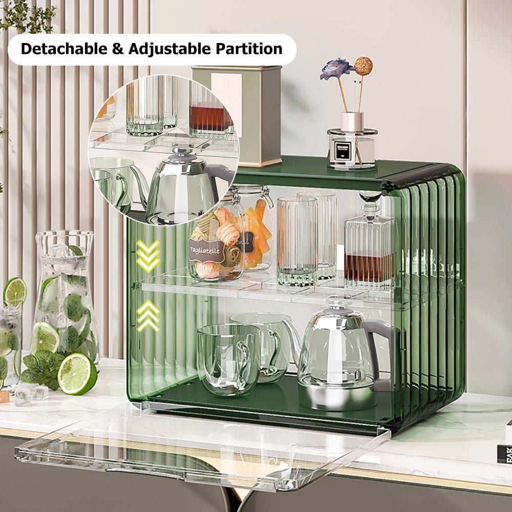 HMR - Modern 2-Tier Transparent Desk Organizer Storage Rack Acrylic Adjustable Shelf