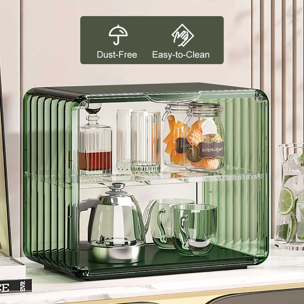 HMR - Modern 2-Tier Transparent Desk Organizer Storage Rack Acrylic Adjustable Shelf
