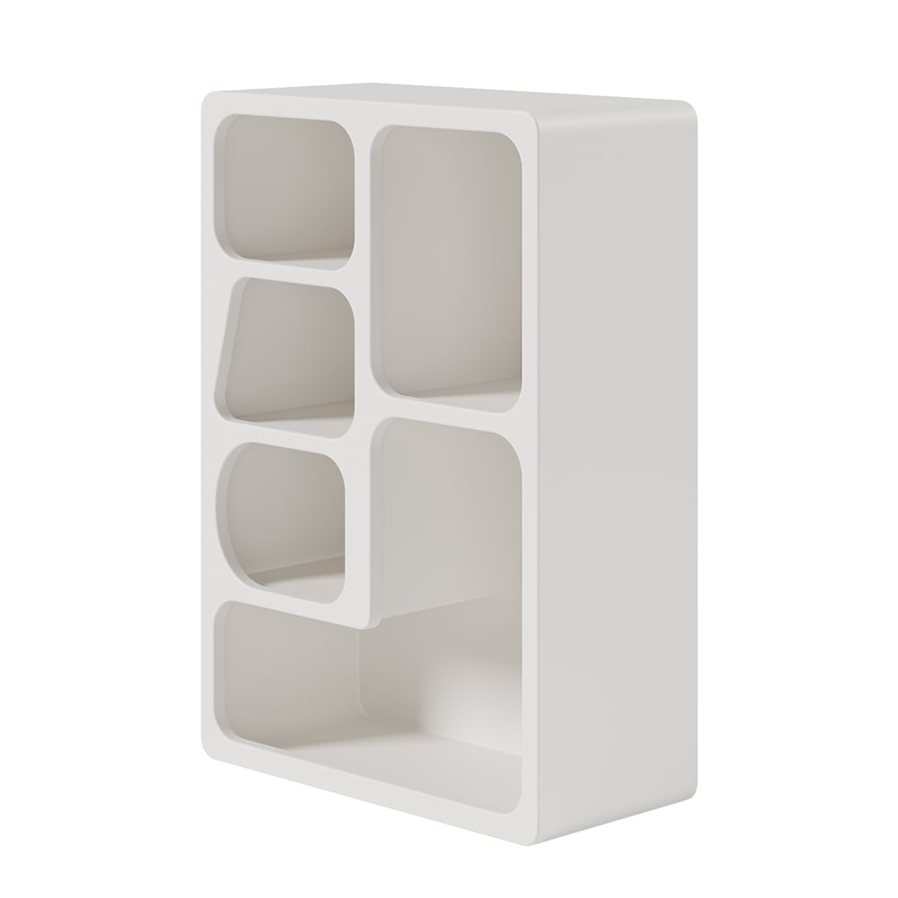 HMR - Codiys White Arched Nightstand with Open Display Shelves Art Deco Bedside Table