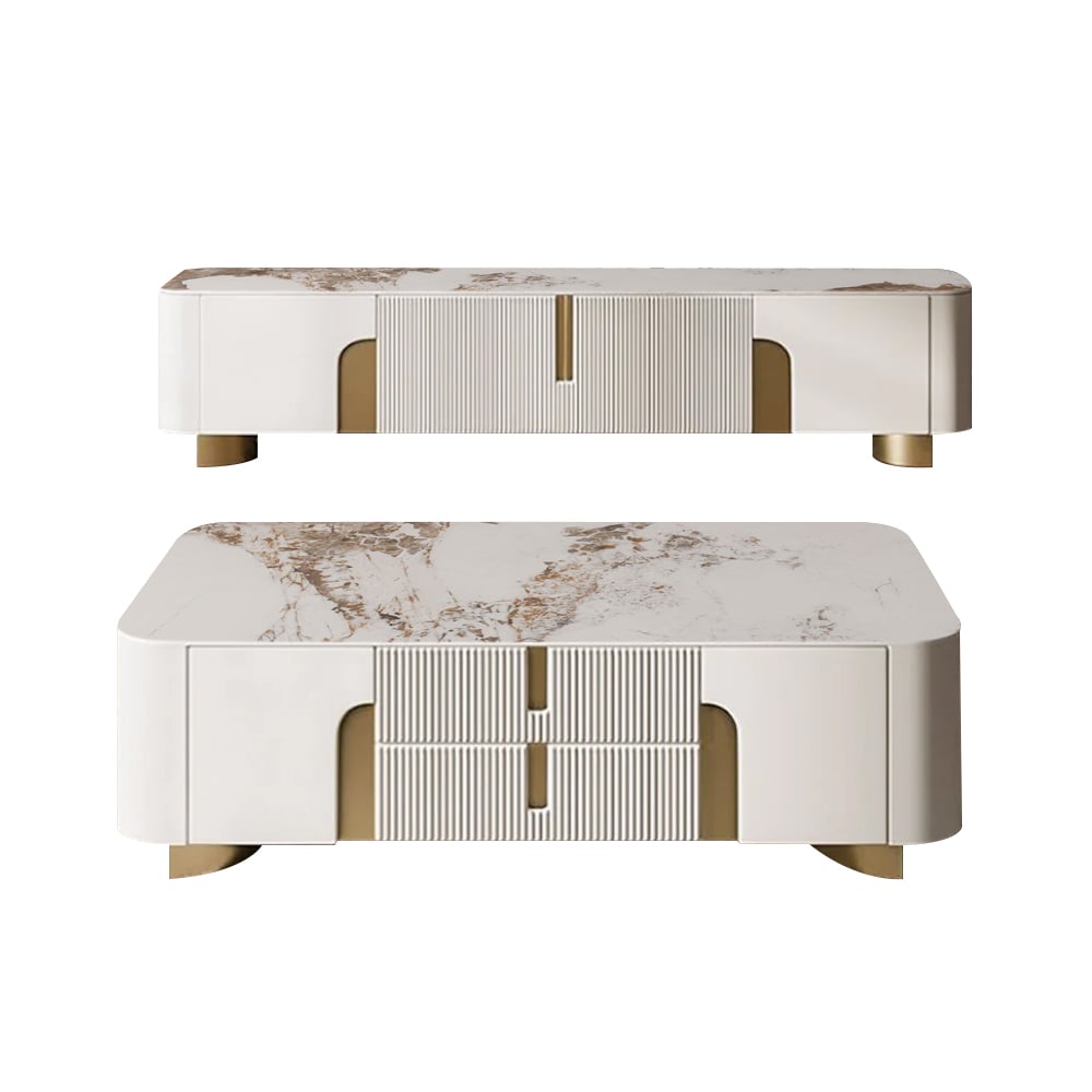 HMR - Artus Sintered Stone TV Stand & Coffee Table Set