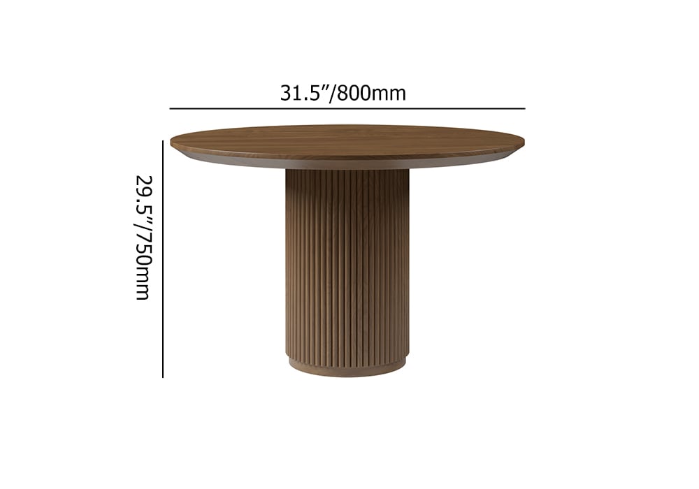 HMR Japandi Style Round Wood Dining Table - Walnut, 31.5" (Seats 2 People)