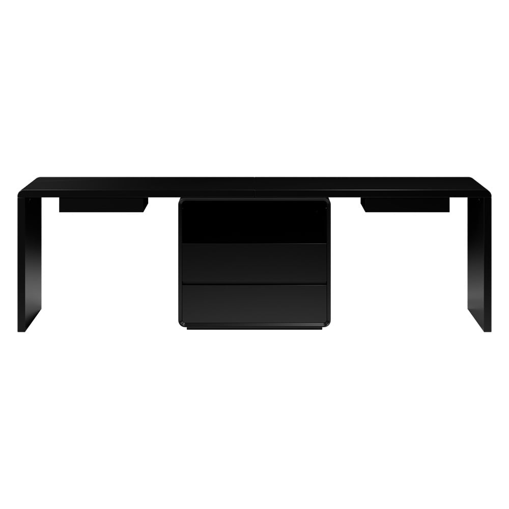 HMR 94.5" 2-Person Double Desk Modern Retangular Office Desk 4 Drawers & 1 Cabinet - Black
