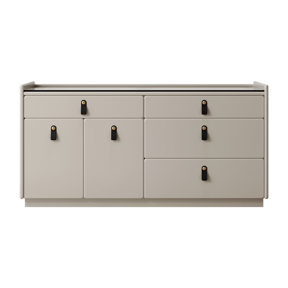 HMR - Modern 47"W Glass 4 Drawer Dresser with Light Closet Island with Jewelry Storage & Doors