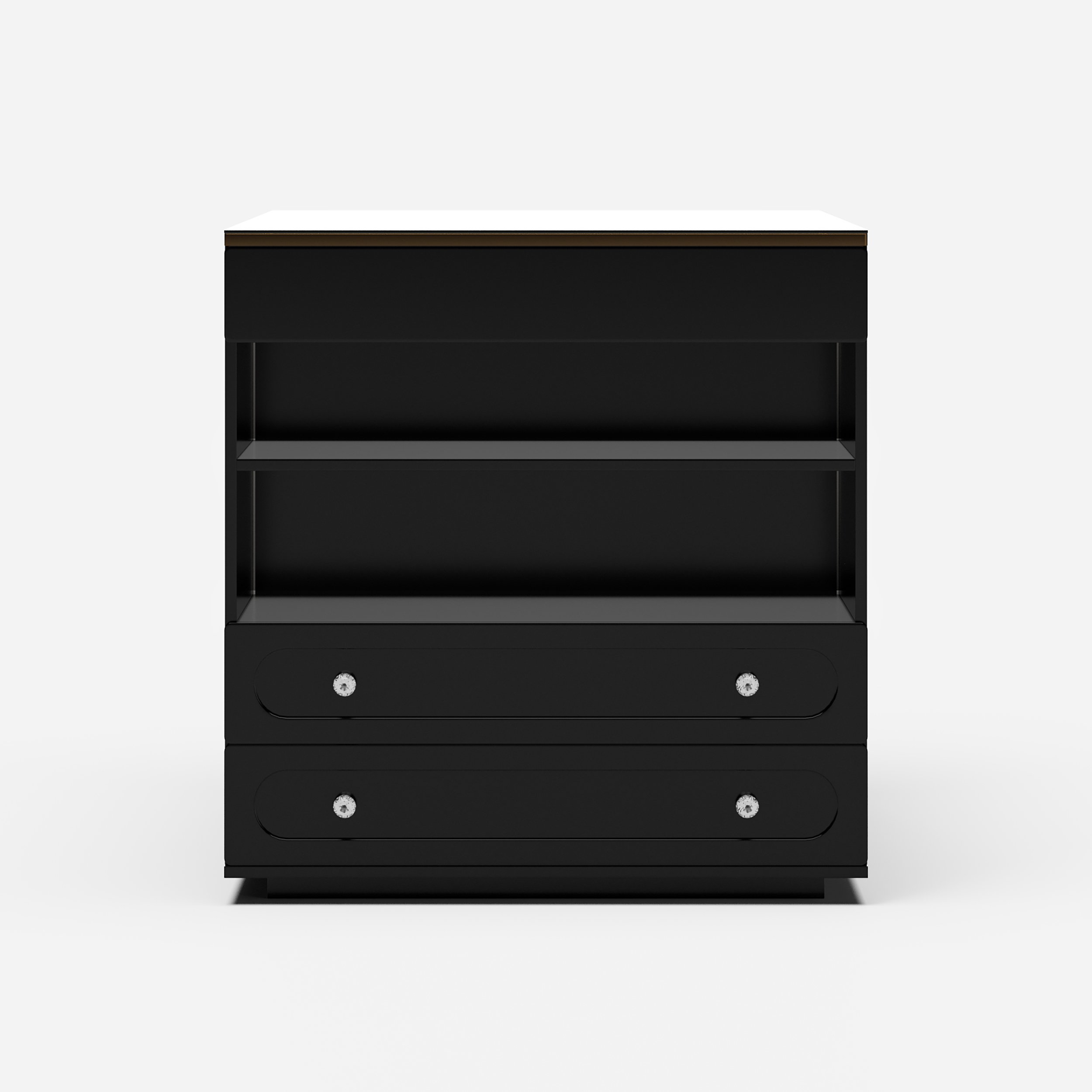 HMR 47"W Dresser Walk in Closet Island with Jewelry Storage LED Light - Black