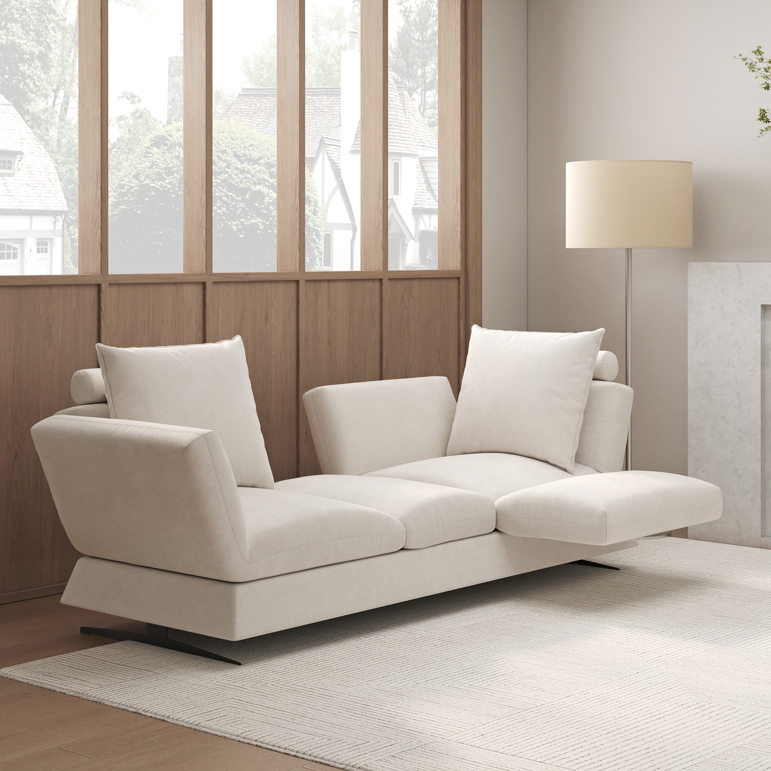 HMR - 84" Linen Convertible 2-Seater Sleeper Sofa