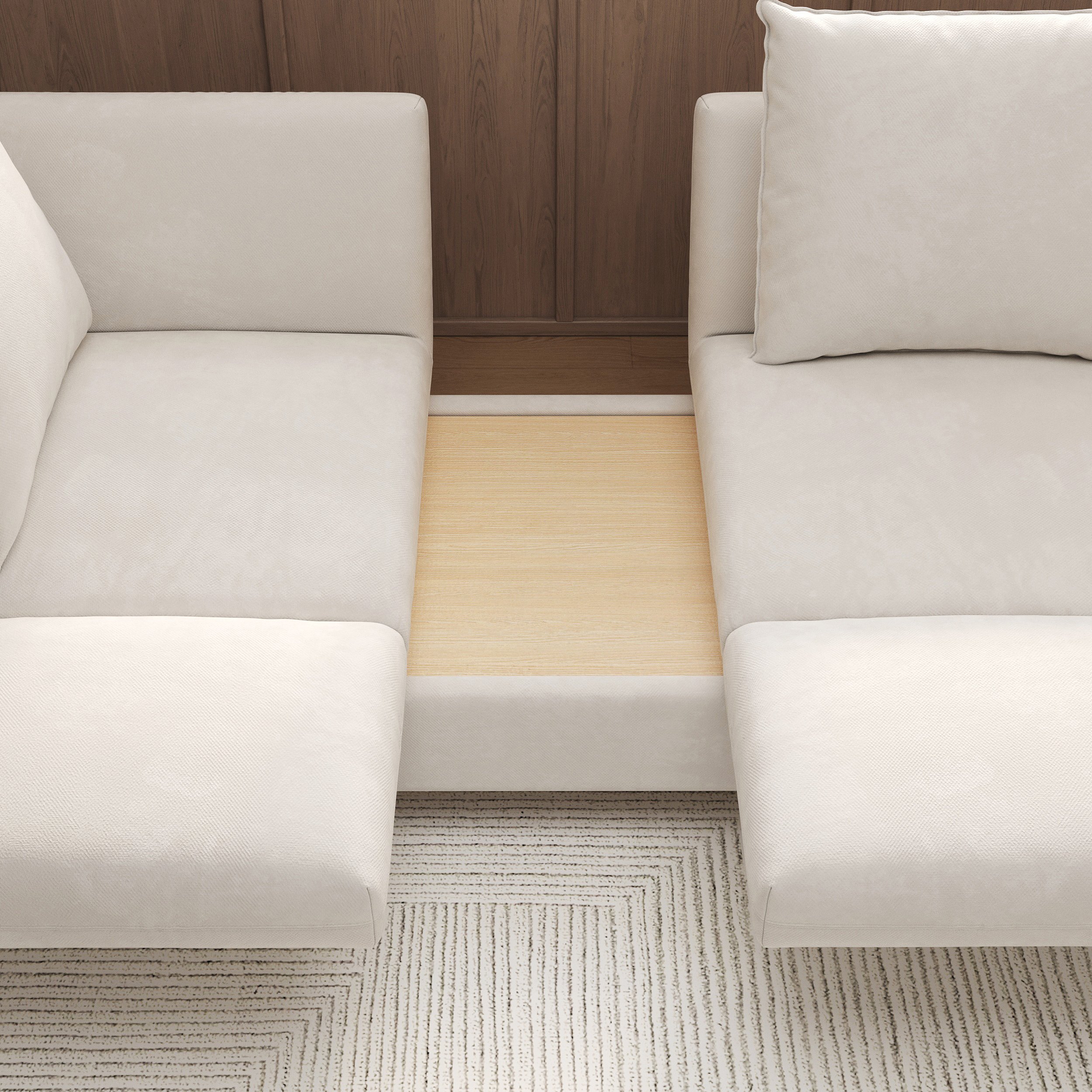 HMR - 84" Linen Convertible 2-Seater Sleeper Sofa