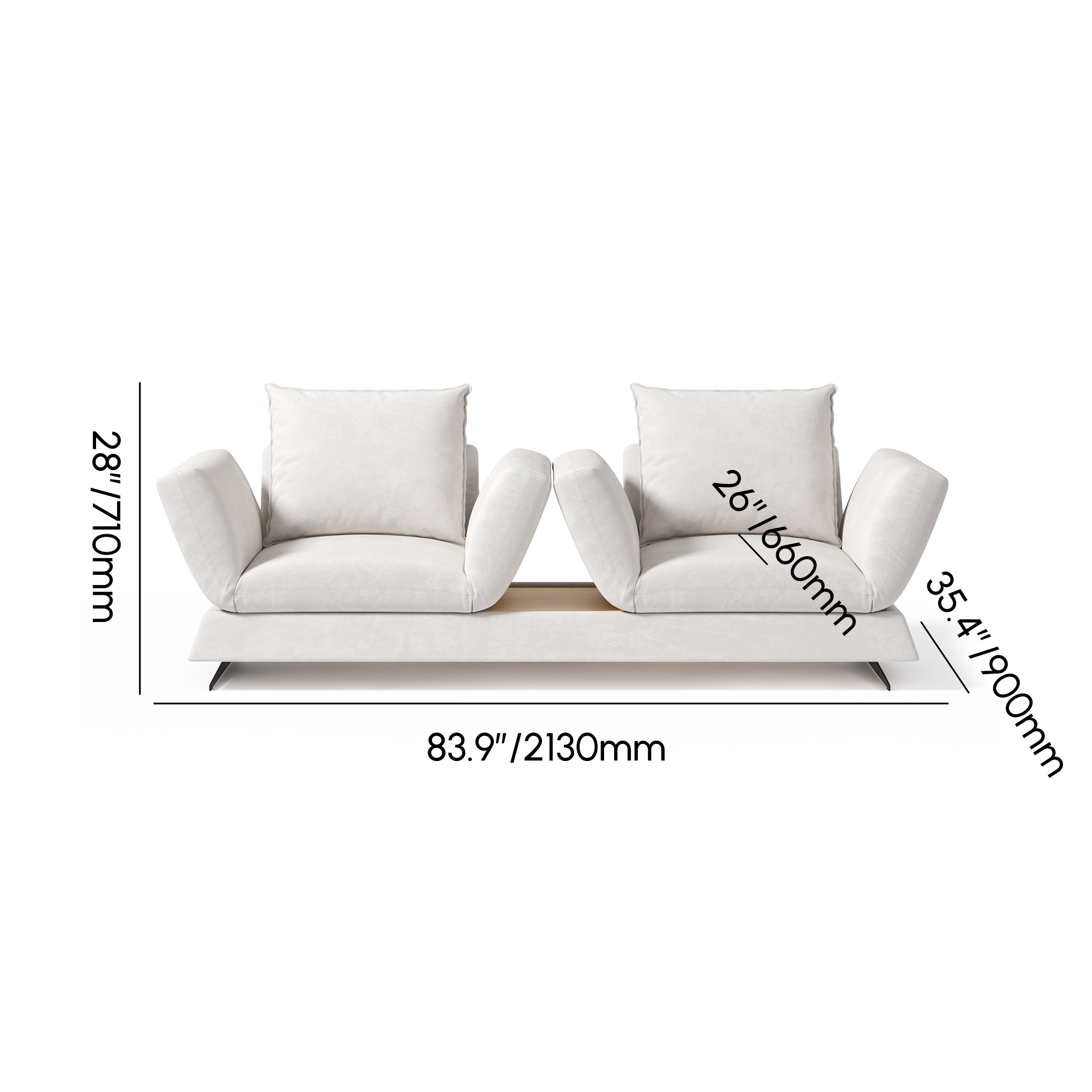 HMR - 84" Linen Convertible 2-Seater Sleeper Sofa